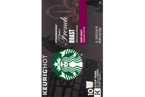 Starbucks Keurig Hot French Roast Dark Roast Ground Coffee K-Cup Pods - 10 CT
