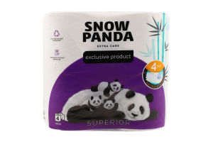 Бумага туалетная 4-х слойная Superior Extra Care Snow Panda 4шт
