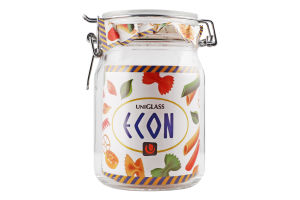 Банка зі скляною кришкою Econ round 1л Uniglass 1шт