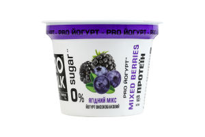 Йогурт 3% высокобелковый с наполнителем и подсластителем без добавления сахара Ягодный микс Pro Milk ст 200г