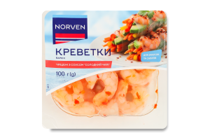 Креветки варені чищені з соусом Солодкий чилі Norven лоток 100г