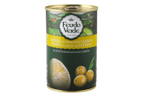 Оливки зеленые с лимоном консервированные пастеризованные Feudo Verde ж/б 300г
