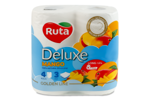 Бумага туалетная 3-х слойная 160 листов Mango Deluxe Golden line Ruta 4шт