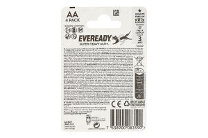 Батарейка AA 1.5V R6P Super heavy duty Eveready 4шт