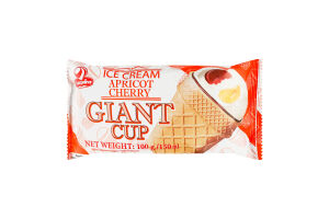 Мороженое 12% в вафельном стаканчике Абрикос-вишня Giant cup Lasunka м/у 100г