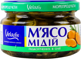 Мясо мидий подкопченных в масле Veladis с/б 200г