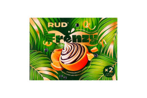 Мороженое с комбинированным составом сырья апельсиновое в апельсиновой кожуре с черничным топпингом Frenzy Rud к/у 2х80г