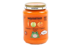 Пюре для дітей від 5міс Морква-яблуко-гарбуз Малятко с/б 180г