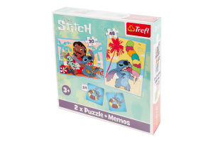 Пазли для дітей від 3років 2in1 + memos Stitch Disney Trefl 3шт