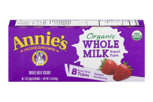 Annie's Homegrown Organic Whole Milk Yogurt Tubes Summer Strawberry - 8 CT