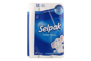 Полотенца бумажные 3-х слойные Super Absorbent Selpak 12шт