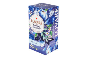 Бленд чаю чорного цейлонського та кенійського байхового дрібного з пелюстками квітів Sapphire bergamot Lovare к/у 24х2г