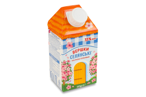 Сливки 33% ультрапастеризованные Селянські т/п 500г