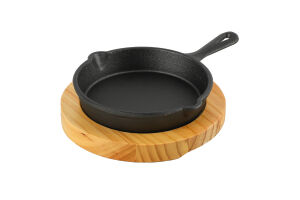 Сковорода чавун кругла на бамбуковій підставці KYYW714
