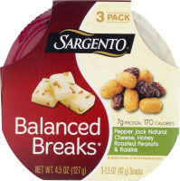 Sargento Balanced Breaks Pepper Jack Natural Cheese, Honey Roasted Peanuts & Raisins - 3 CT