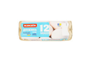 Яйця курячі столові різновагові Дюжина яєць S-L Mixed Ясенсвіт к/у 12шт
