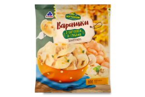 Вареники заморожені з картоплею та грибами Хуторок м/у 800г