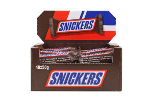 Батончик с жареным арахисом, карамелью и нугой покрытый молочным шоколадом Snickers м/у 50г