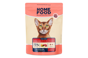 Корм сухий повнораціонний беззерновий для кастрованих/стерилізованих дорослих котів Качка та груша Home Food д/п 400г