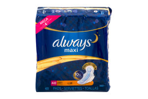 Always Maxi Overnight Pads - 48 CT