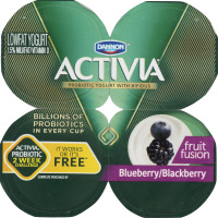 Activia Probiotic Lowfat Yogurt with Bifidus Blueberry/Blackberry - 4 CT