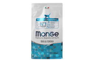 Корм сухой полнорационный для котят с курицей Kitten Natural superpremium Monge м/у 400г