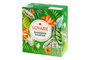 Чай зеленый мелкий с фруктами, лепестками цветов и ароматом саусепа Bahamian soursop Lovare к/у 32х1.5г
