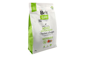 Корм д/дорослих собак середніх порід Састейнебл з куркою та комахами сухий 3кг Бріт Кеа