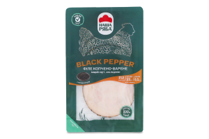 Філе куряче нарізане слайсами Black pepper Наша Ряба в/к охол в/с лоток 0.095кг