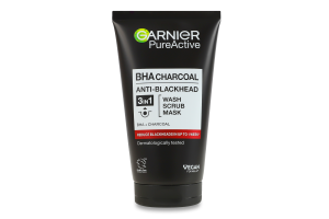 Гель для умывания скраб и маска для лица с углем 3в1 Garnier PureActive 150мл