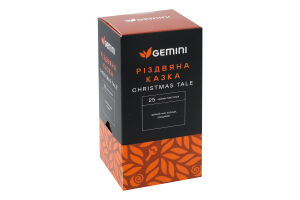 Чай чорний кенійський з духмяними спеціями та ароматом апельсина Різдвяна казка Gemini в/с к/у 25х1.5г