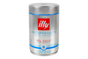 Кофе натуральный жареный в зернах Decaffeinato Illy ж/б 250г
