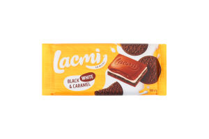 Шоколад молочный с печеньем Black, White&Caramel Lacmi Roshen м/у 100г