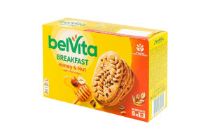 Печенье с шоколадными кусочками Honey&Nut Breakfast BelVita к/у 5x45г