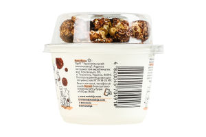 Йогурт 2.5% Белый 150г + попкорн в карамели с какао 12г Молокія ст 162г