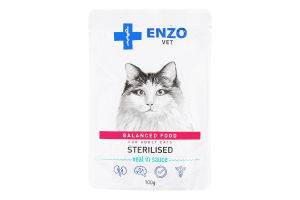 Корм д/стерилізованих котів Дієта з м"ясом телятини в соусі 100г пауч Ензо Вет