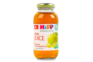 Сік для дітей від 4міс пастеризований яблучно-виноградний Organic Hipp с/пл 0.2л