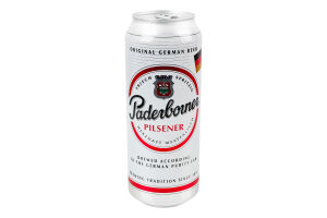 Пиво 0.5л 4.8% світле фільтроване солодове пастеризоване Pilsener Paderborner з/б
