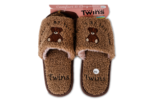 Тапочки открытые домашние женские с вышивкой Twins Home Style Bear №16267 36-40