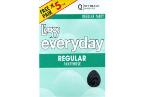 Leggs Everday Q Off Black Sheer Toe Regular Pantyhose - 5 CT