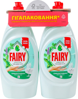 Средство для мытья посуды Чайное дерево и мята Sensitive Fairy 2х900мл