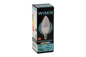 Лампа нейтральне світло C37 6W E14 4100K LED Winix 1шт