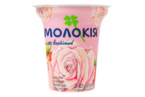 Йогурт 2% с наполнителем фруктовым пастеризованным Земляника-роза Молокія ст 240г