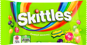 Драже жувальні у різнокольоровій цукровій оболонці Кисломікс Skittles м/у 38г
