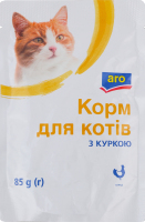 Корм консервированный полнорационный для взрослых котов с курицей Aro д/п 85г