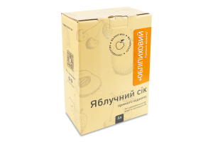 Сік прямого віджиму без додавання цукру пастеризований яблучно-обліпиховий Фермерське господарство Валентина к/у 3л