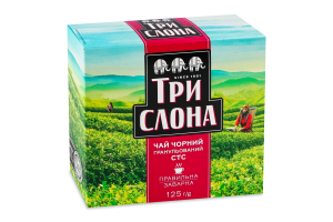 Чай чорний байховий гранульований СТС Три слона 1с к/у 125г