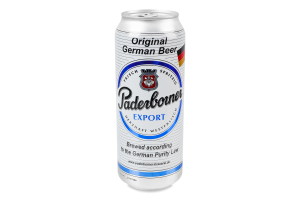 Пиво 0.5л 5.5% світле фільтроване солодове пастеризоване Export Paderborner з/б