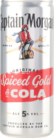 Напиток слабоалкогольный 0.25л 5% газированный с ромом и колой Spiced Gold&Cola Original Captain Morgan ж/б