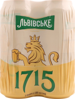 Пиво 4х0.48л 4.5% светлое пастеризованное 1715 Львівське ж/б
